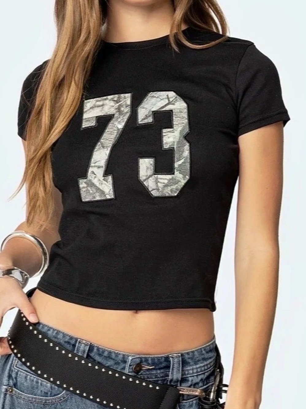 Edikted 73 Camo Graphic Tee in Black Small Like New